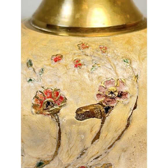 Solid Brass Enameled Cloisonne Vase Flowers 5" India Heavy - Picture 7 of 10